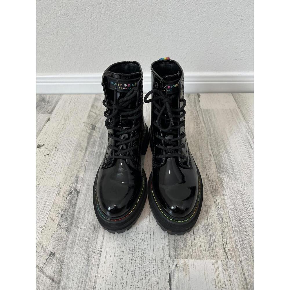 KURT GEIGER LONDON Women's Birdie Combat Boots Rainbow Details Size 36.5